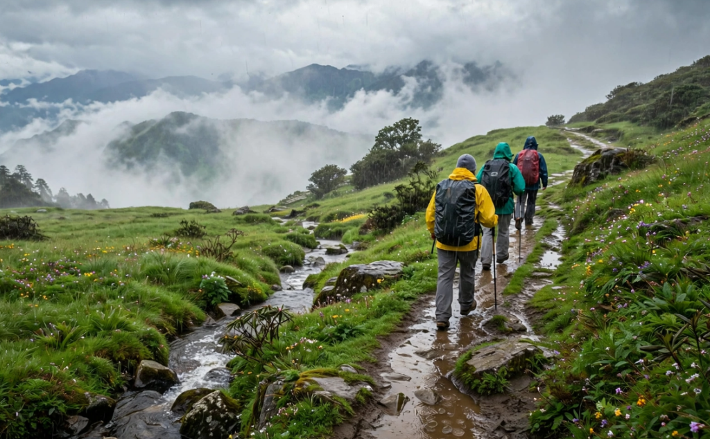 Scenic mountain trail on Chopta Tungnath Trek route